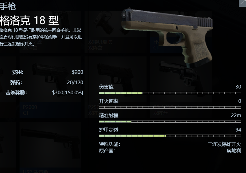 CSGO手枪格洛克18 型武器图鉴介绍