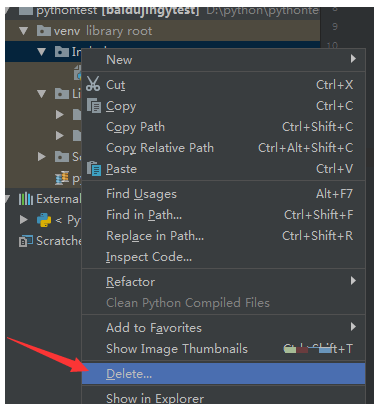 PyCharm怎么删除文件
