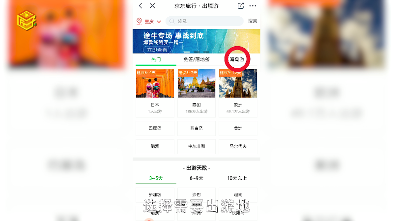 在京东上怎么订出境游