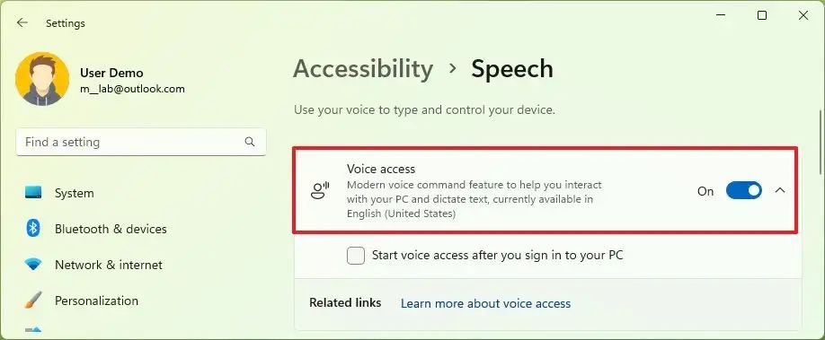 Windows 11 22H2 启用和使用语音访问教程