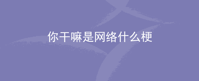 你干嘛是什么梗