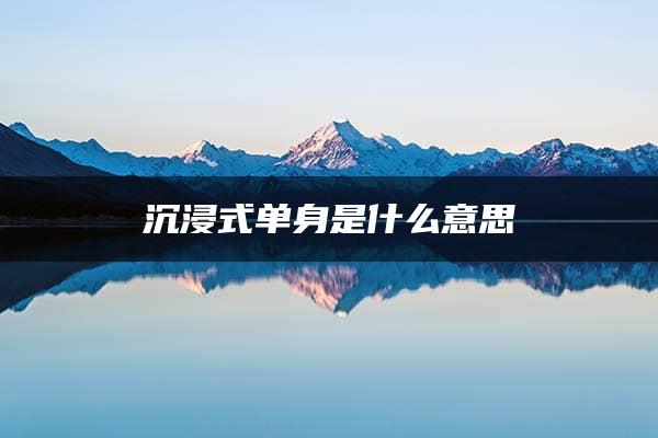 沉浸式单身是什么意思