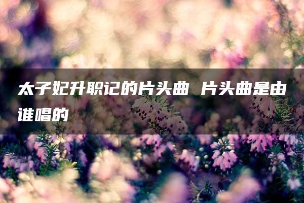 太子妃升职记的片头曲 片头曲是由谁唱的