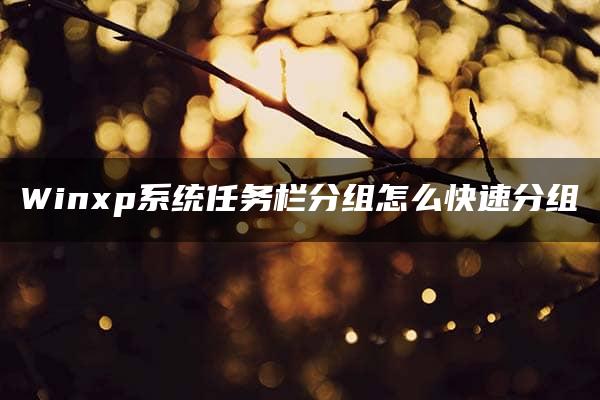 Winxp系统任务栏分组怎么快速分组