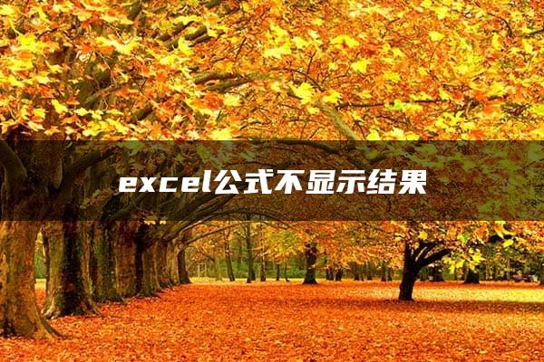 excel公式不显示结果