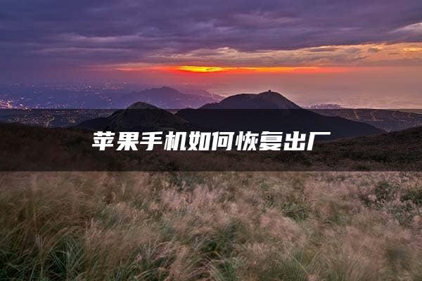 苹果手机如何恢复出厂