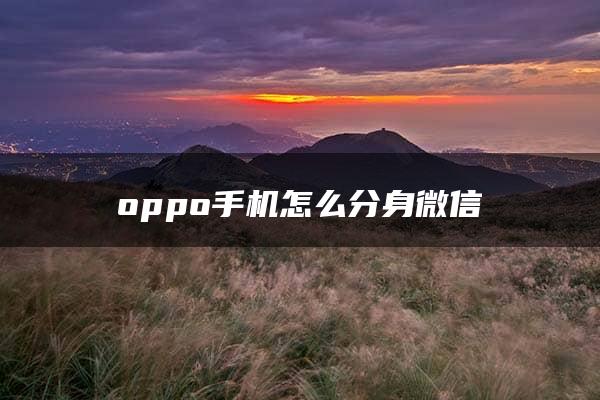 oppo手机怎么分身微信