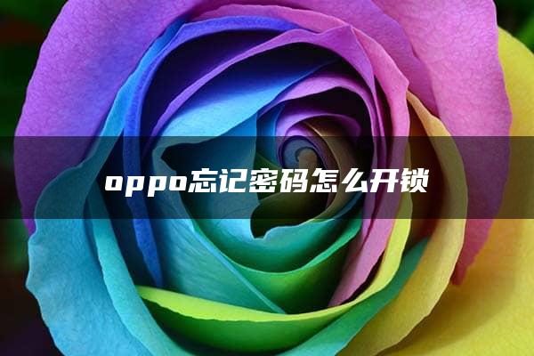 oppo忘记密码怎么开锁