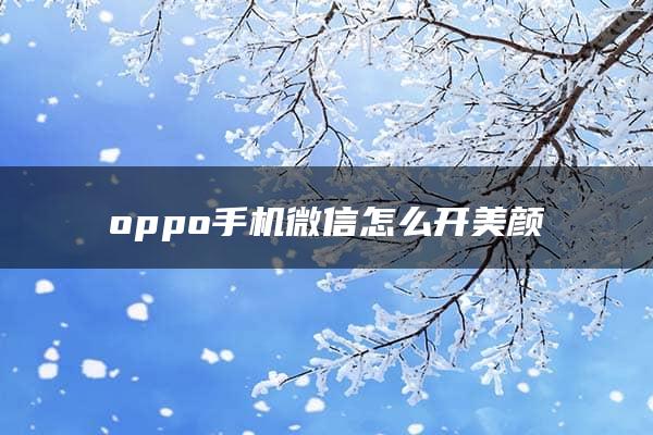 oppo手机微信怎么开美颜