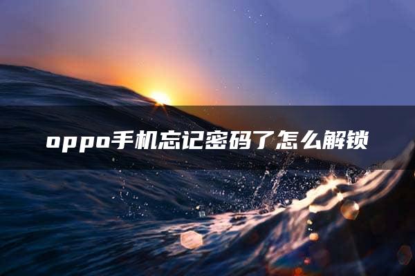 oppo手机忘记密码了怎么解锁