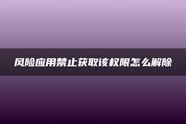 风险应用禁止获取该权限怎么解除