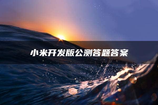 小米开发版公测答题答案