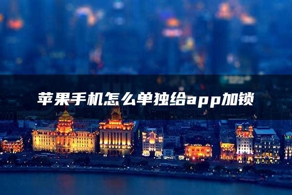 苹果手机怎么单独给app加锁