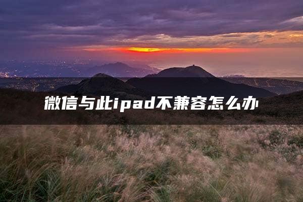 微信与此ipad不兼容怎么办