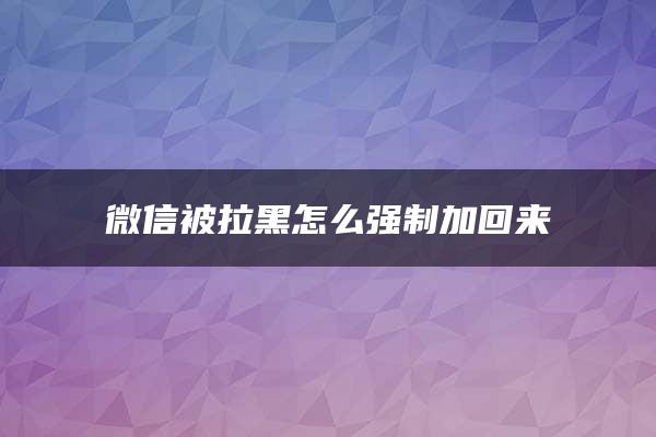 微信被拉黑怎么强制加回来