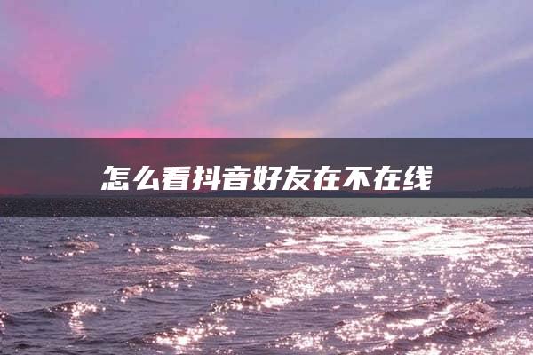 怎么看抖音好友在不在线