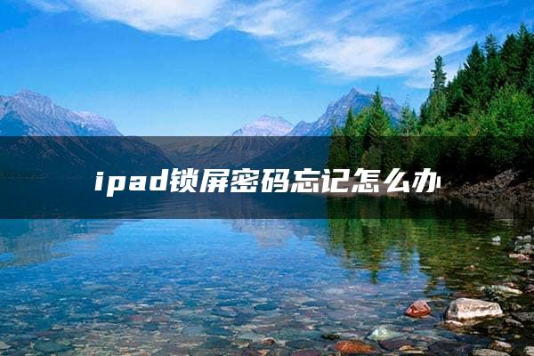 ipad锁屏密码忘记怎么办