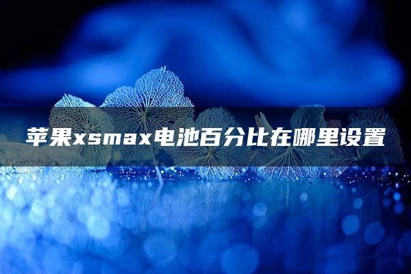 苹果xsmax电池百分比在哪里设置