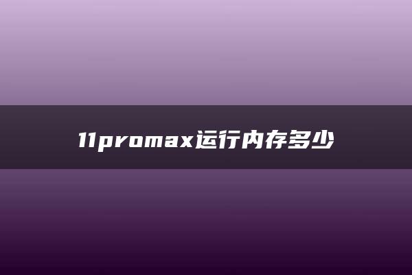 11promax运行内存多少