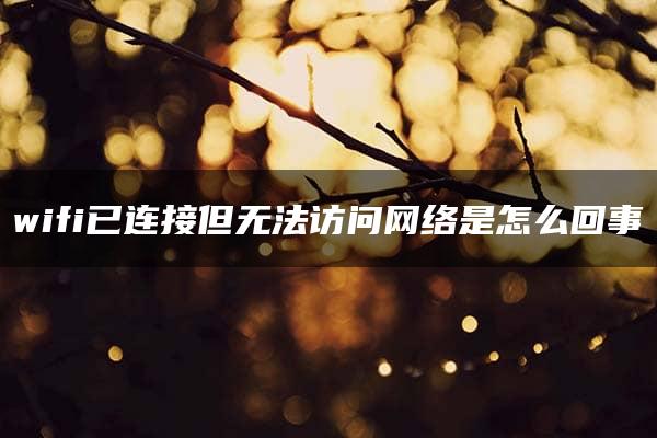 wifi已连接但无法访问网络是怎么回事