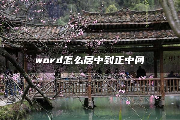 word怎么居中到正中间