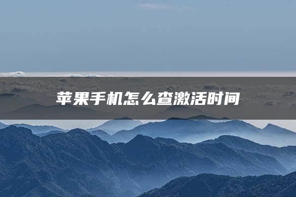 苹果手机怎么查激活时间