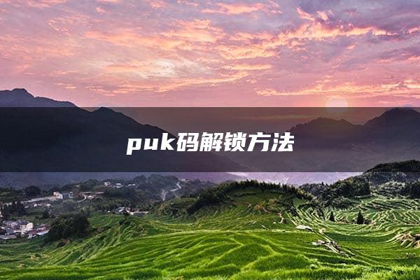 puk码解锁方法