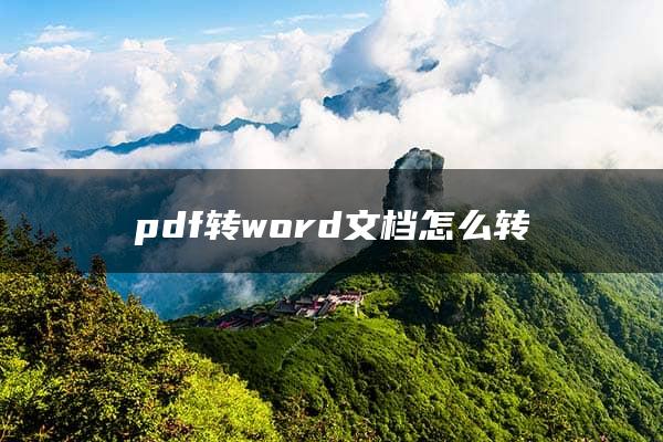 pdf转word文档怎么转