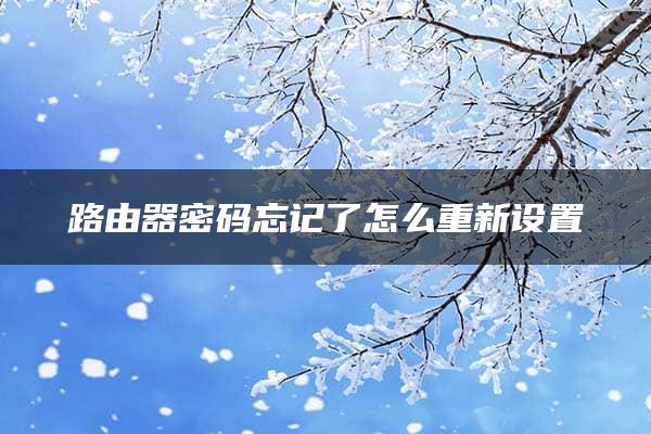 路由器密码忘记了怎么重新设置