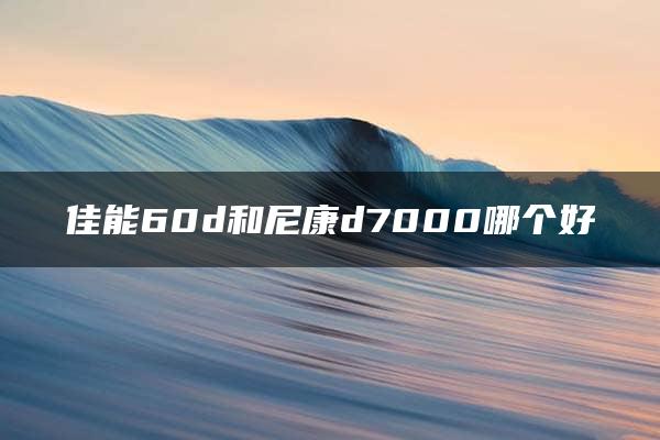 佳能60d和尼康d7000哪个好