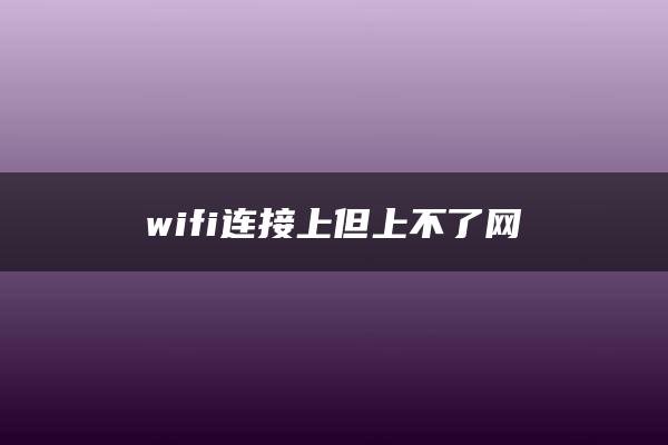 wifi连接上但上不了网