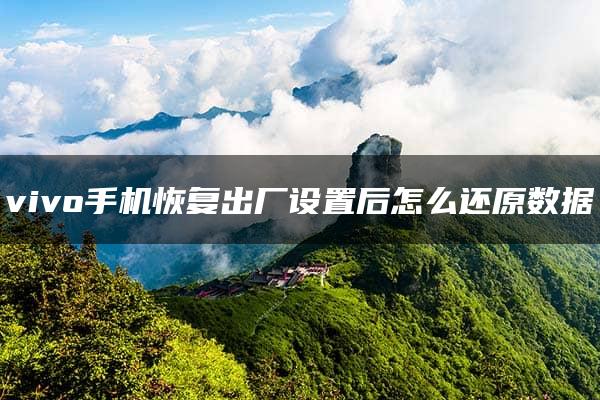 vivo手机恢复出厂设置后怎么还原数据