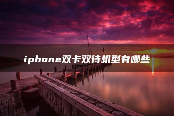 iphone双卡双待机型有哪些