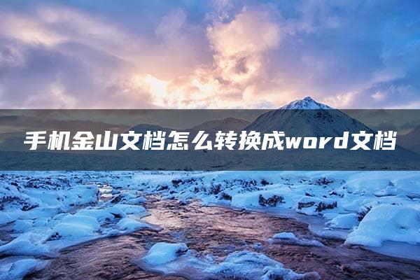 手机金山文档怎么转换成word文档