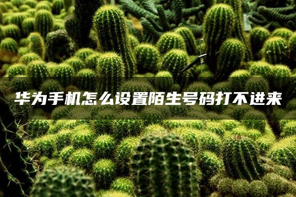 华为手机怎么设置陌生号码打不进来