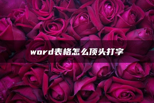 word表格怎么顶头打字