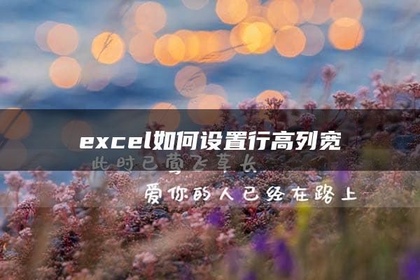 excel如何设置行高列宽