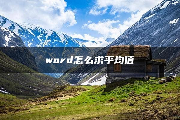 word怎么求平均值