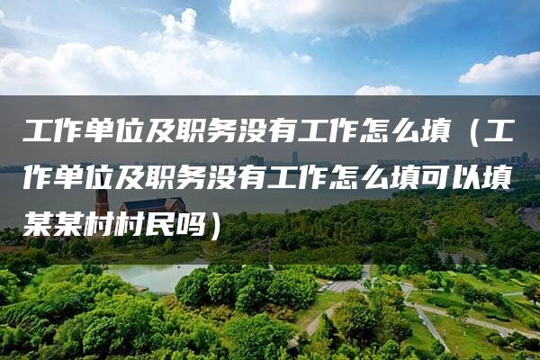 工作单位及职务没有工作怎么填（工作单位及职务没有工作怎么填可以填某某村村民吗）