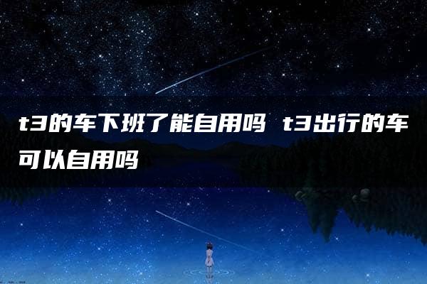 t3的车下班了能自用吗 t3出行的车可以自用吗