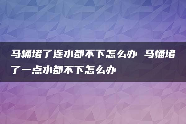 马桶堵了连水都不下怎么办 马桶堵了一点水都不下怎么办