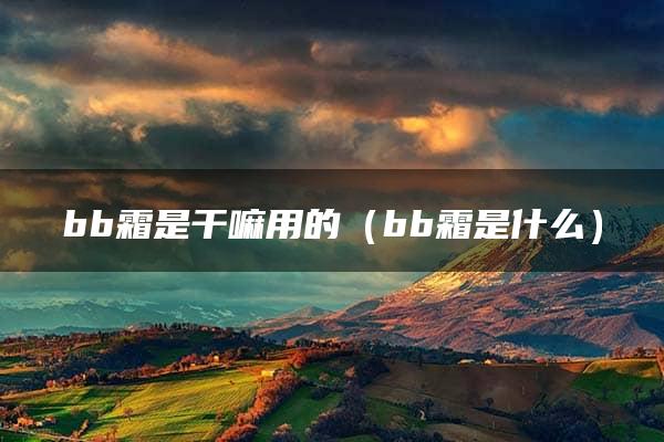 bb霜是干嘛用的（bb霜是什么）