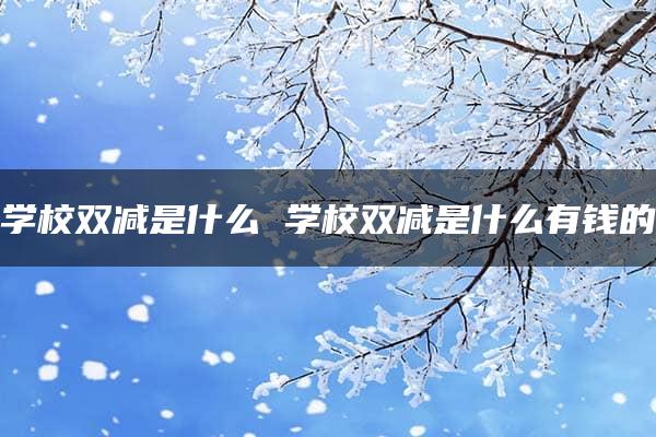 学校双减是什么 学校双减是什么有钱的