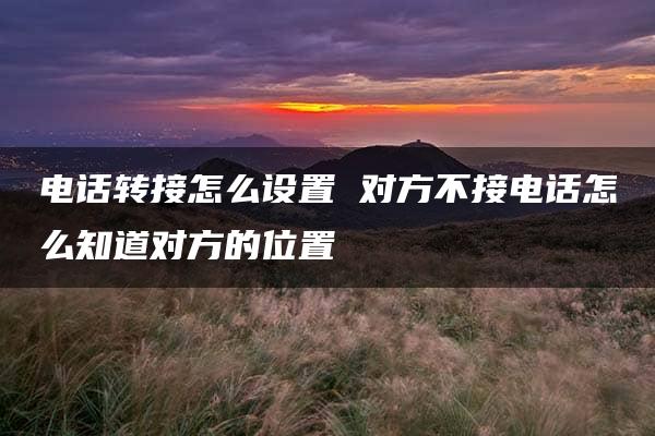 电话转接怎么设置 对方不接电话怎么知道对方的位置