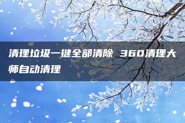 清理垃圾一键全部清除 360清理大师自动清理