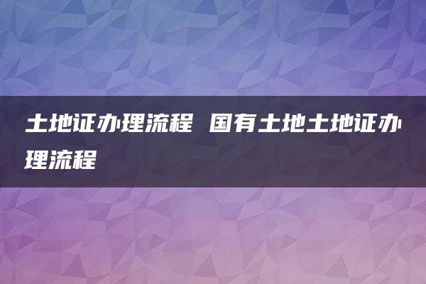 土地证办理流程 国有土地土地证办理流程