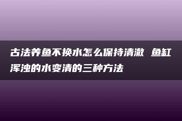 古法养鱼不换水怎么保持清澈 鱼缸浑浊的水变清的三种方法