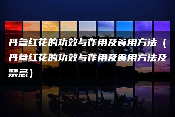 丹参红花的功效与作用及食用方法（丹参红花的功效与作用及食用方法及禁忌）