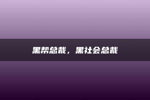 黑帮总裁，黑社会总裁