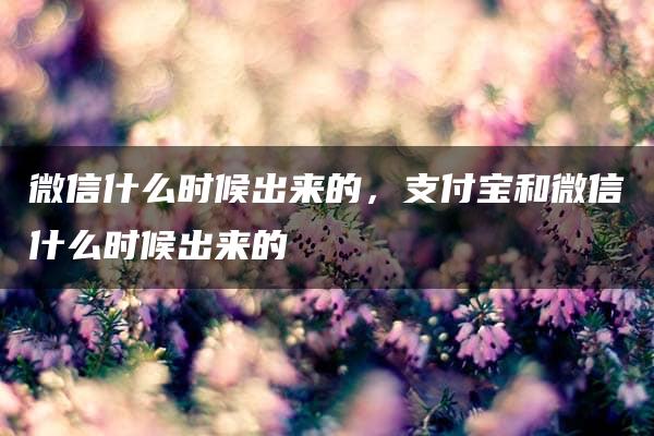 微信什么时候出来的，支付宝和微信什么时候出来的